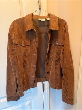erin london Brown Textured Suede Jean Jacket